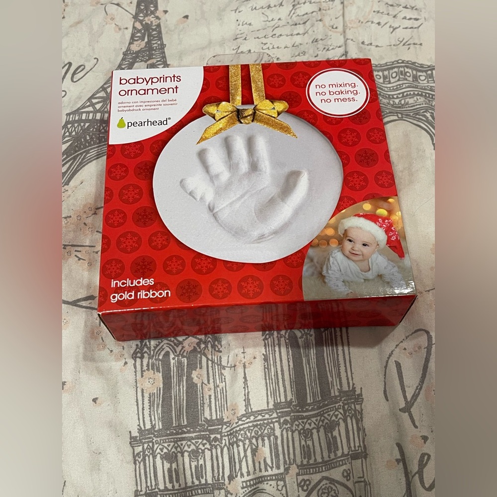 Pearhead Babyprints Ornament Kit with Red and Gold Accents